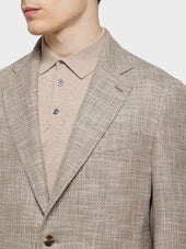 Giacca Butterfly In Lana Seta E Lino Beige