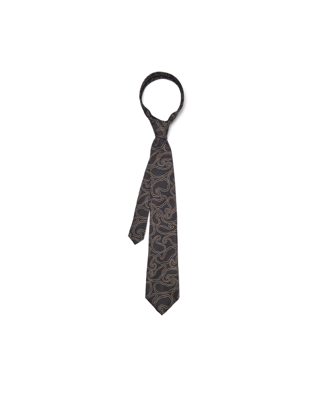 Hand Drawn Paisley Tie - Grey