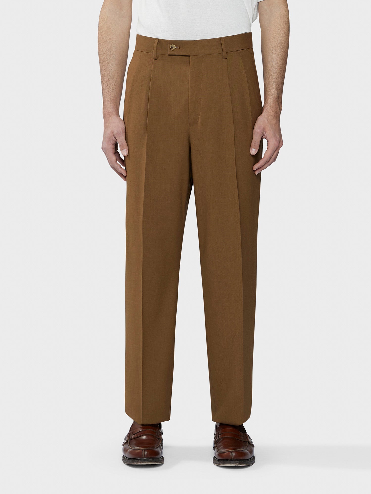 Pantalone In Tropical Di Lana Marrone Houdini