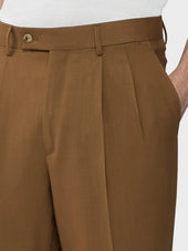 Pantalone In Tropical Di Lana Marrone Houdini
