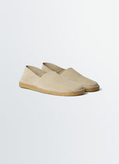 Square Slip On Loafers In Suede Leather