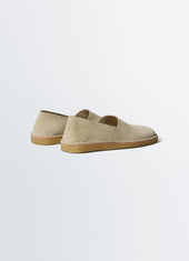 Square Slip On Loafers In Suede Leather