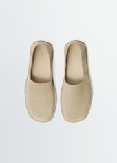 Square Slip On Loafers In Suede Leather