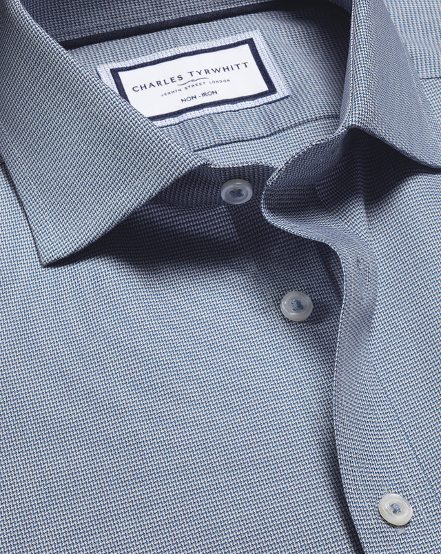 Non Iron Westminster Weave Shirt Blue