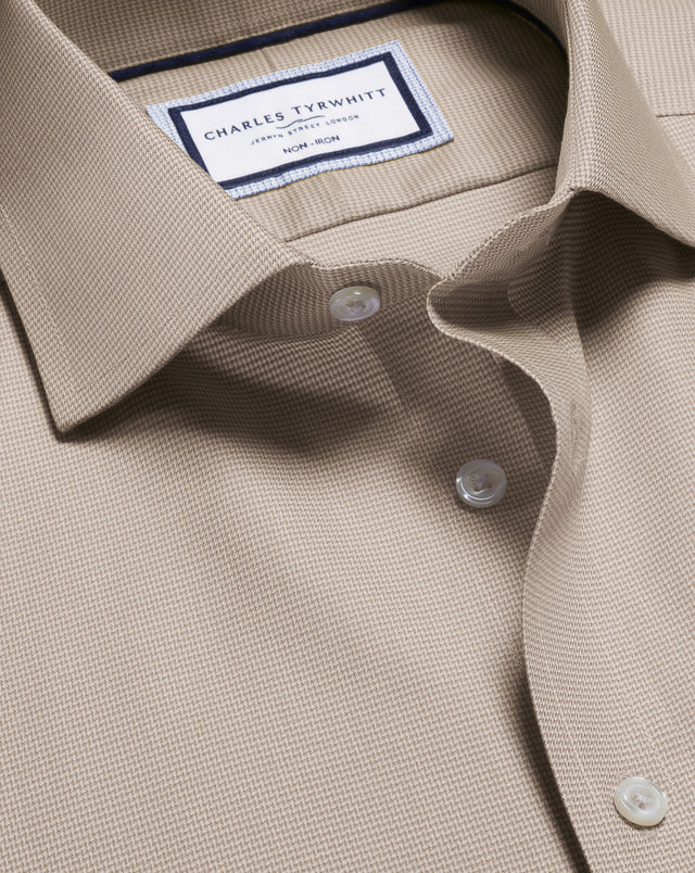 Non Iron Westminster Weave Shirt Mocha Brown
