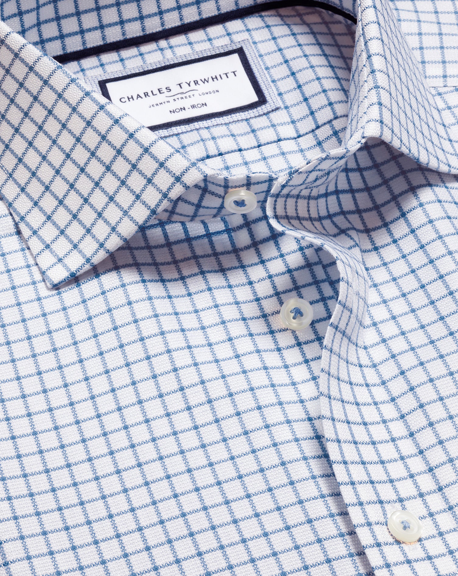 Non Iron Westminster Weave Check Shirt Ocean
