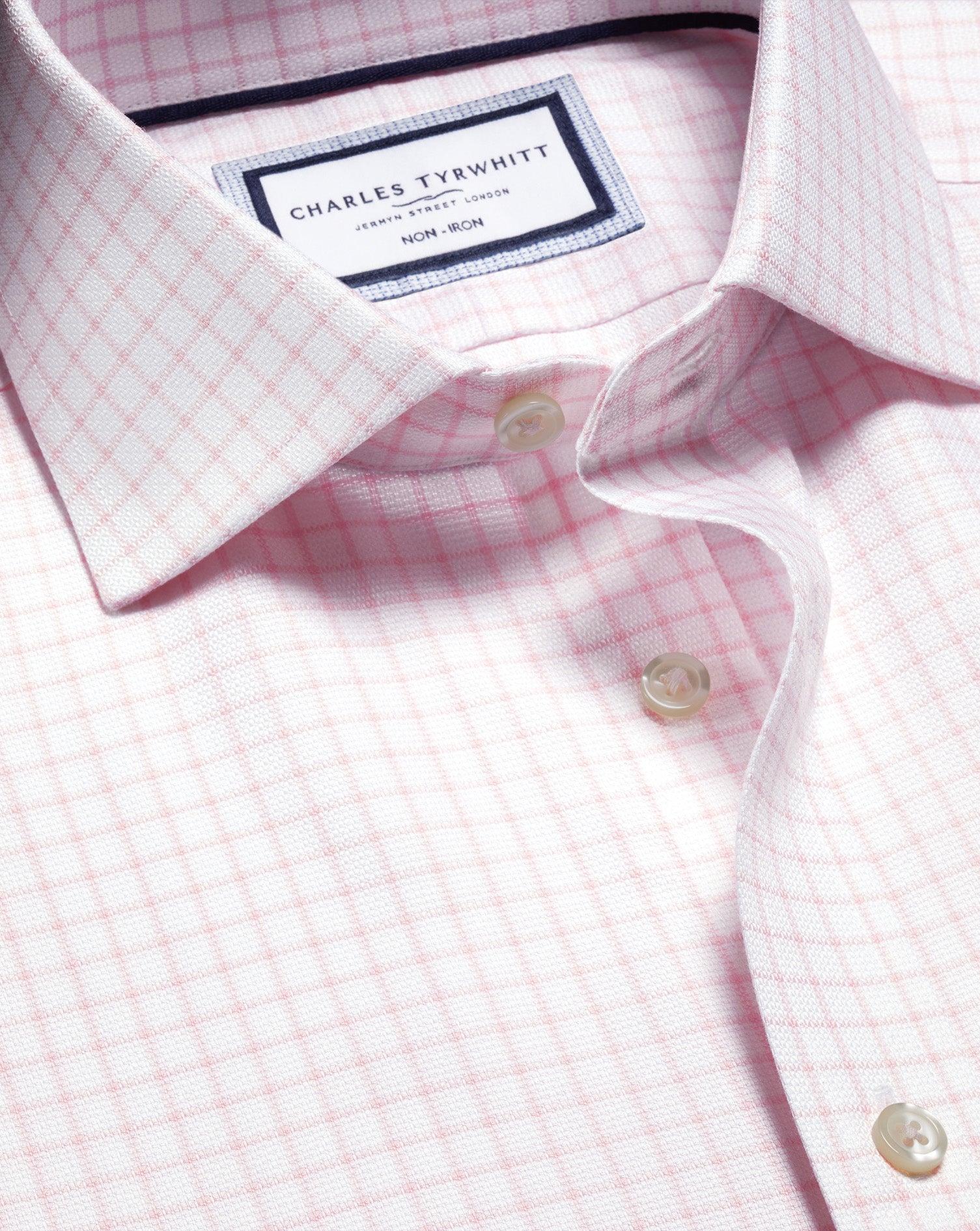 Non Iron Westminster Weave Check Shirt Pink