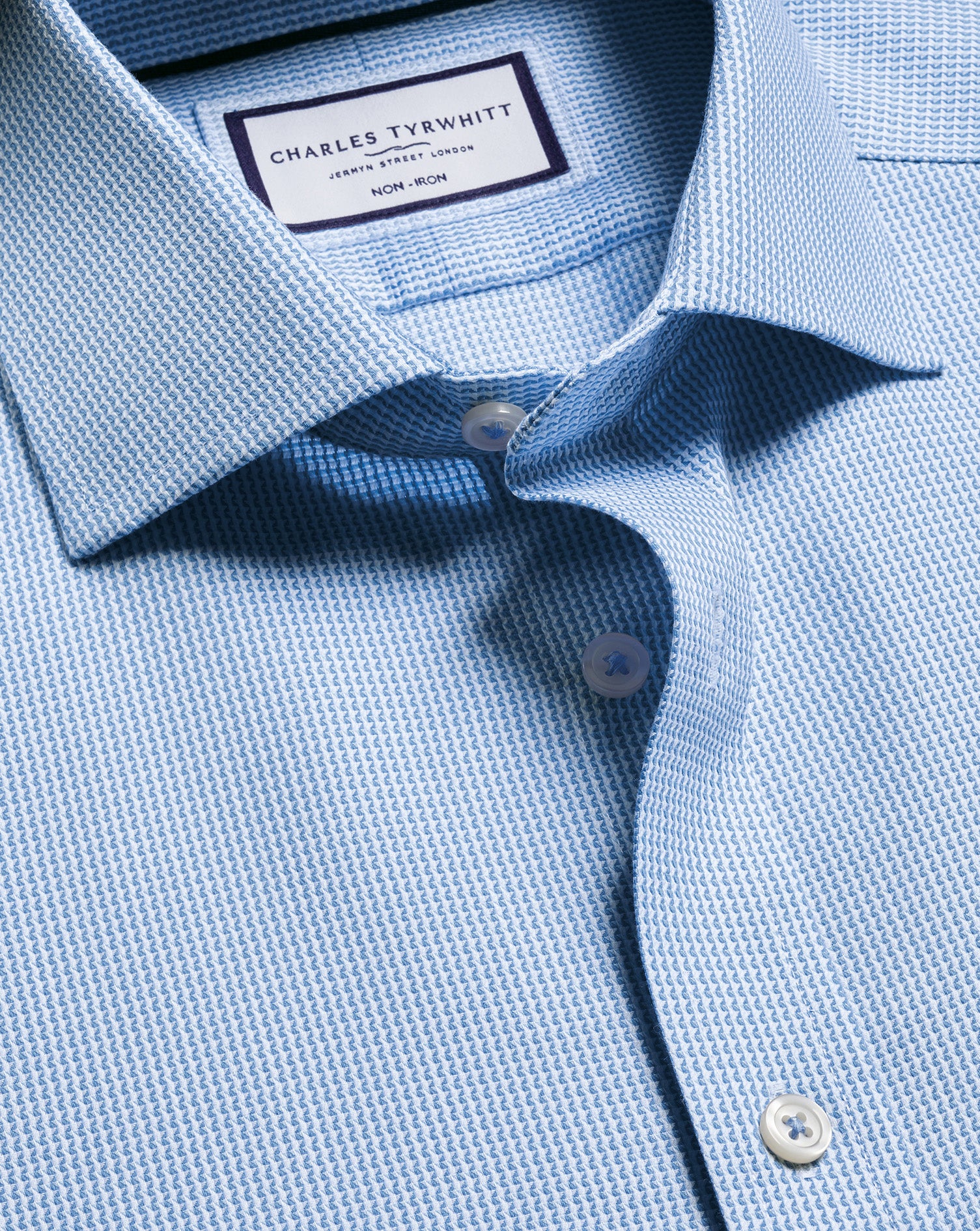 Non-Iron Stretch Burlington Weave Shirt - Cornflower Blue