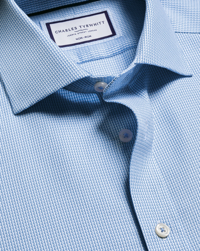 Non-Iron Stretch Burlington Weave Shirt - Cornflower Blue