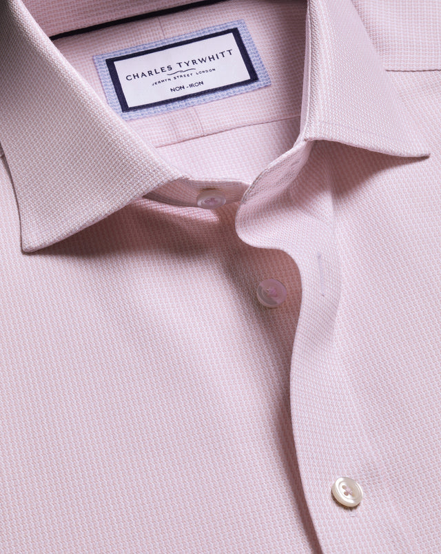 Non-Iron Stretch Burlington Weave Shirt - Pink