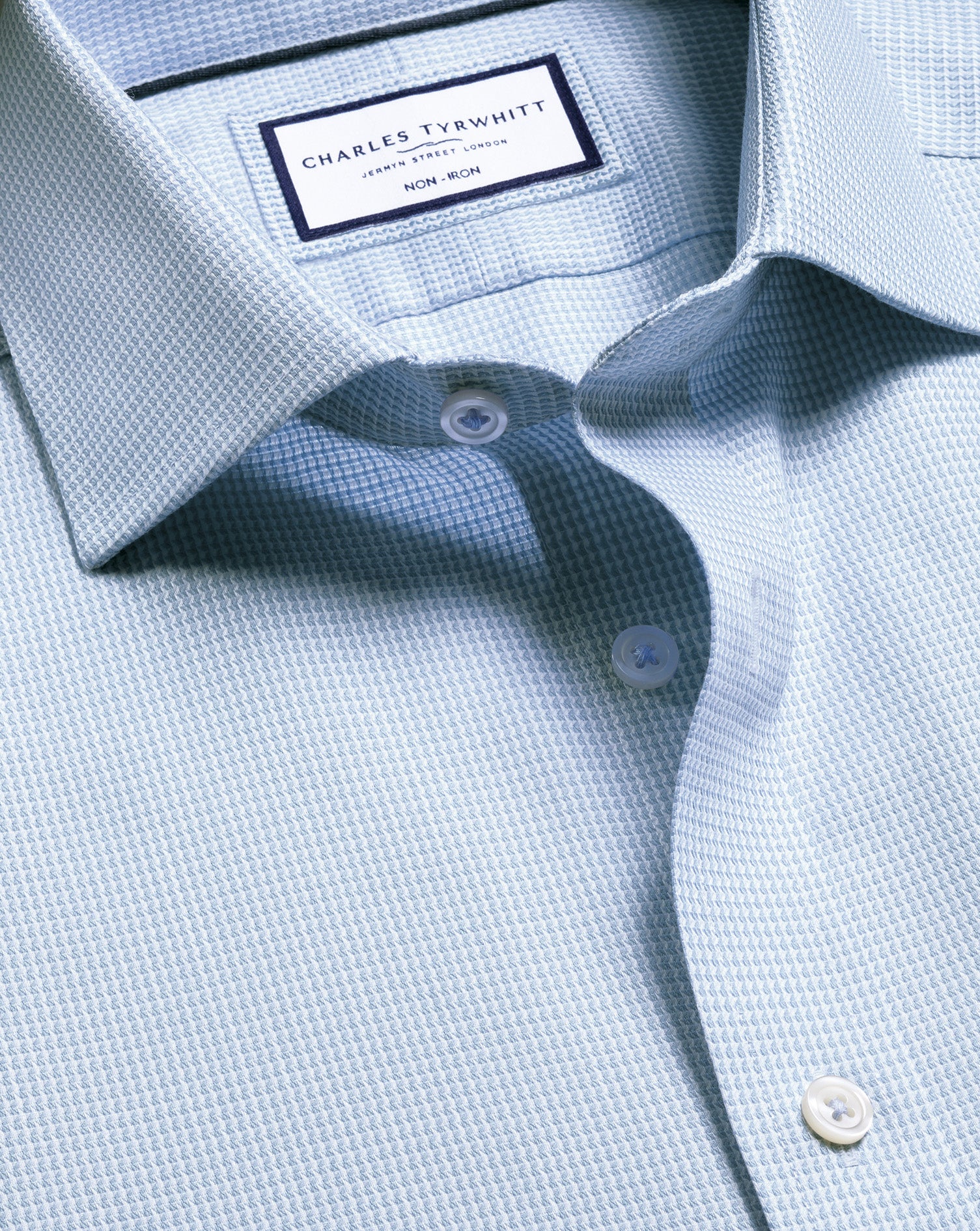 Non-Iron Stretch Burlington Weave Shirt - Sky Blue