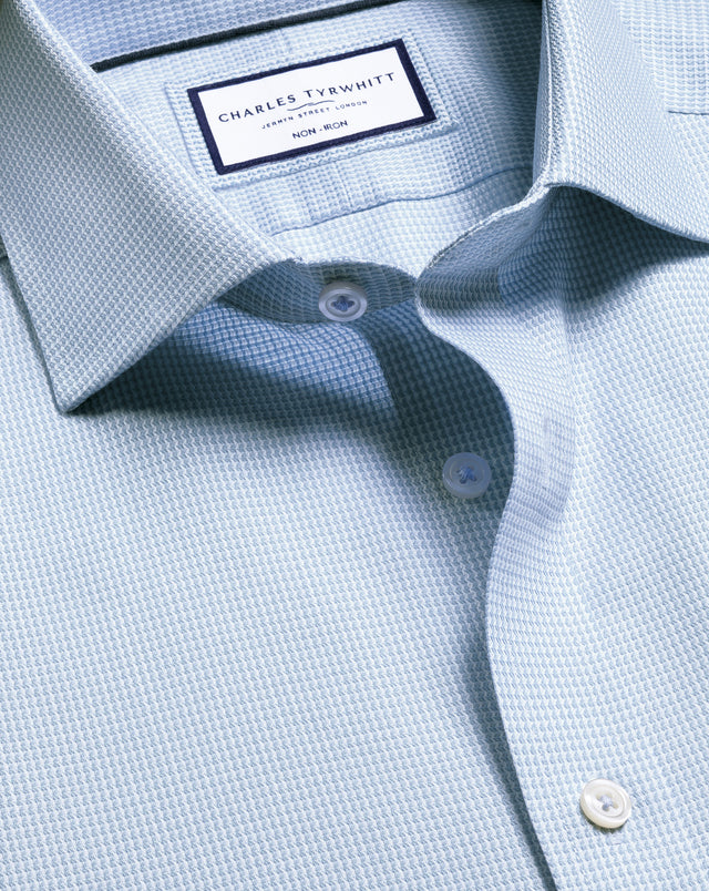 Non-Iron Stretch Burlington Weave Shirt - Sky Blue