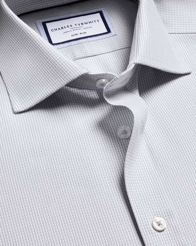 Non-Iron Stretch Burlington Weave Shirt - Silver Gray