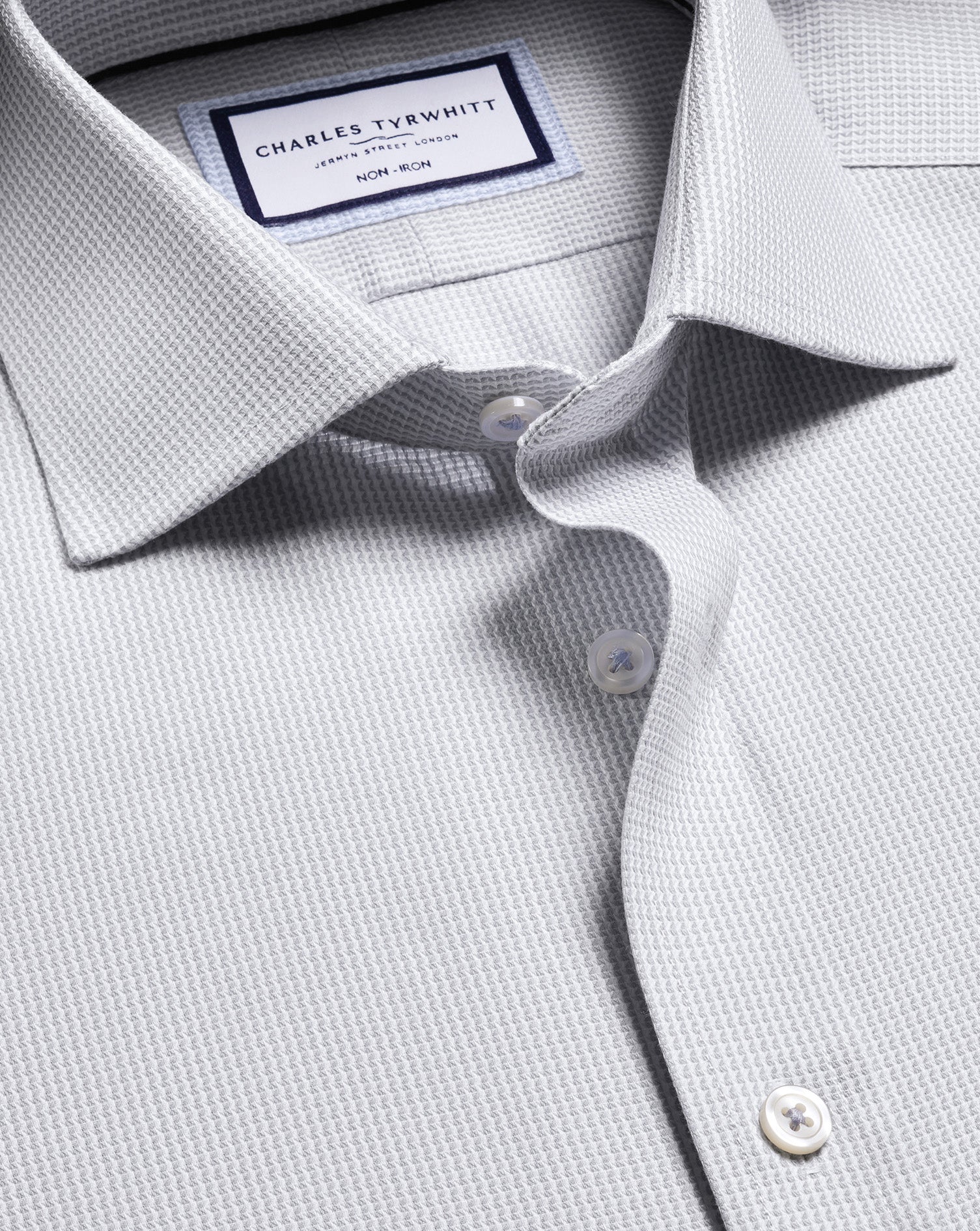 Non-Iron Stretch Burlington Weave Shirt - Silver Grey