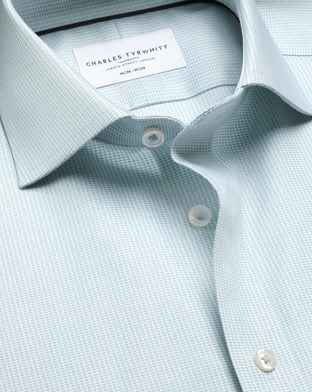 Shirt à tissage Greenwich extensible sans repassage – Vert d'eau