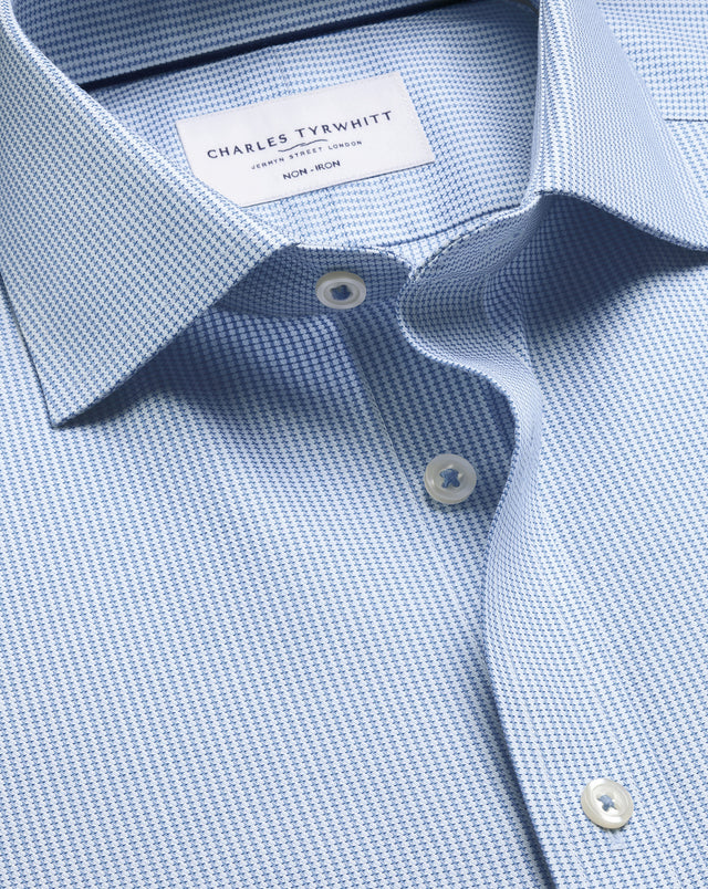 Non-Iron Stretch Greenwich Weave Shirt - Indigo Blue