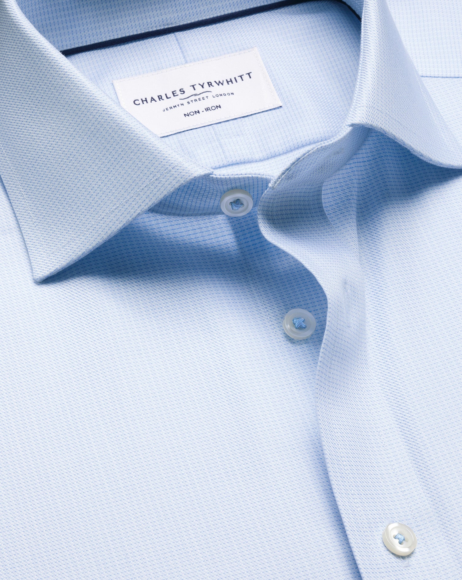Non-Iron Stretch Greenwich Weave Shirt - Light Blue