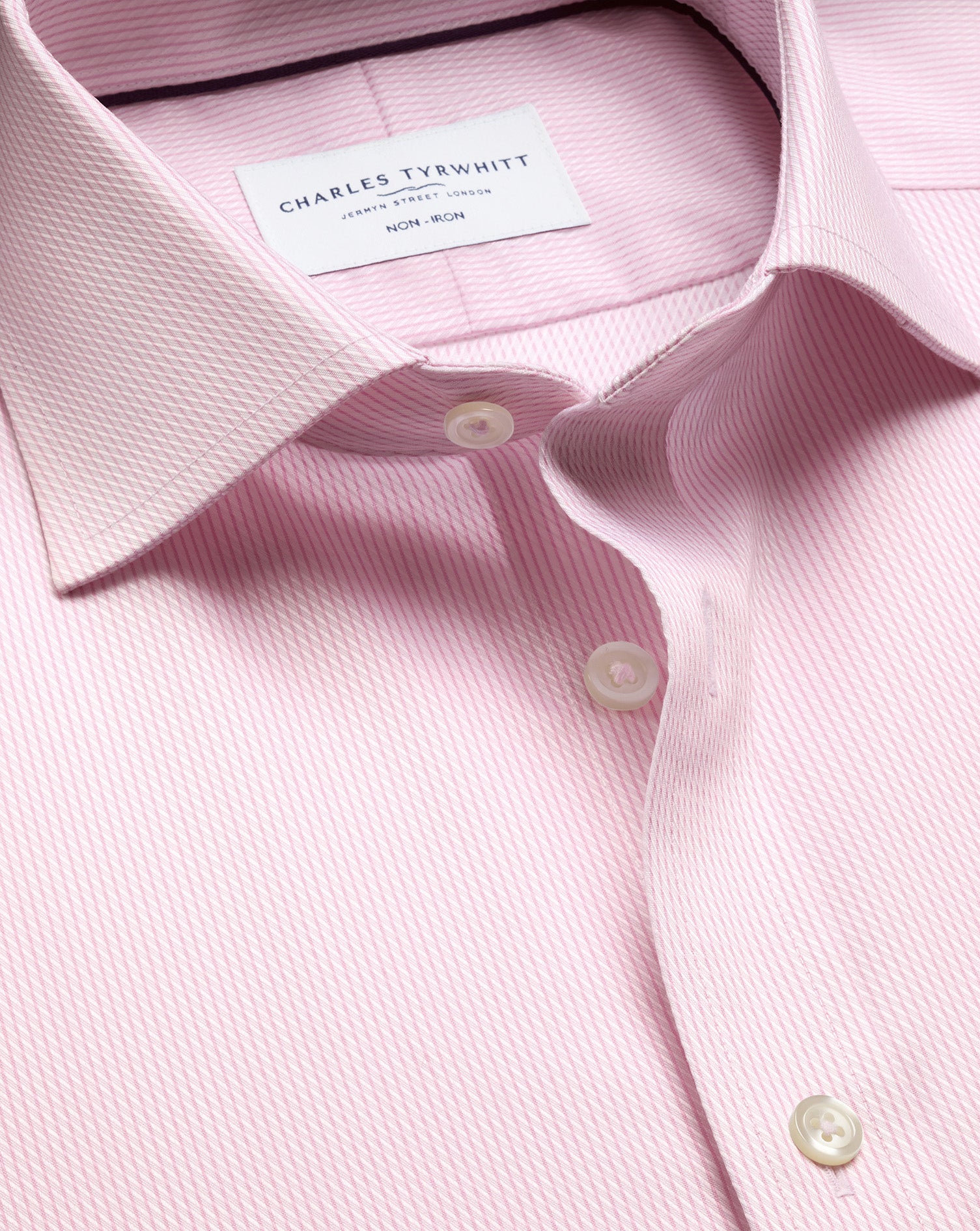 Non-Iron Stretch Greenwich Weave Stripe Shirt - Pink