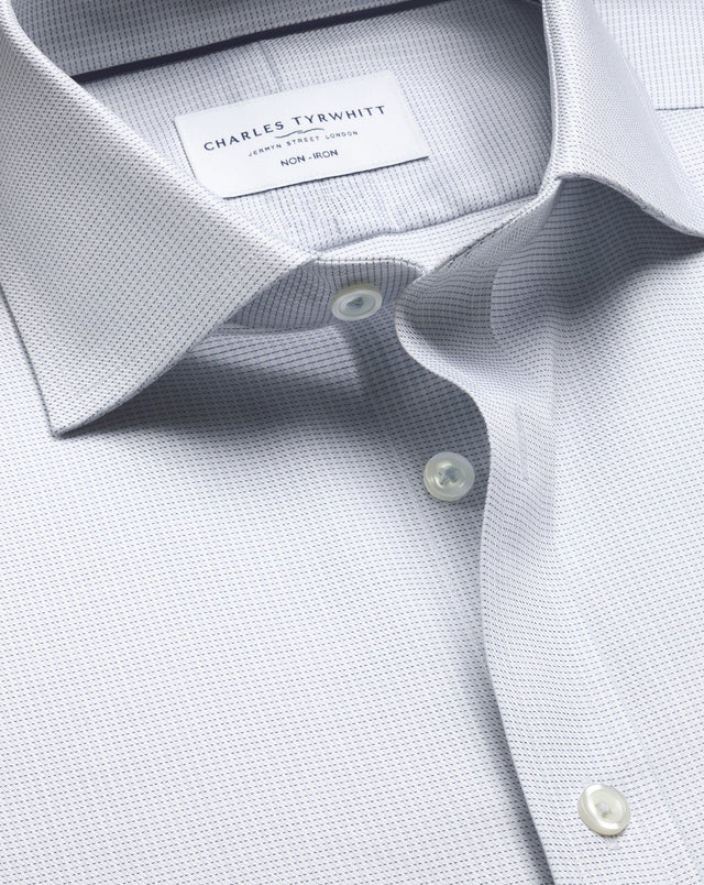 Non-Iron Stretch Greenwich Weave Shirt - Silver Gray