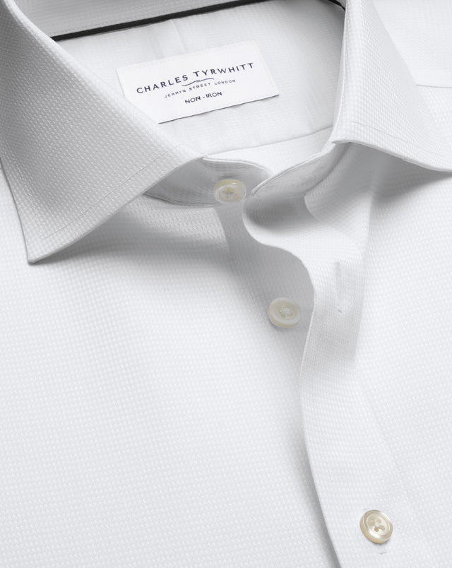 Chemise à tissage Greenwich extensible sans repassage – Blanc