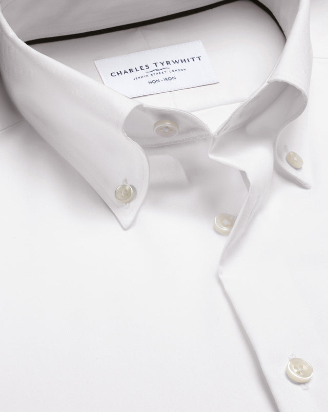 Non-Iron Stretch Pinpoint Oxford Shirt - White