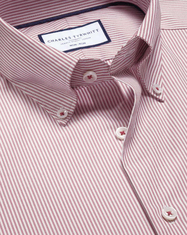 Non-Iron Oxford Stripe Shirt - Red