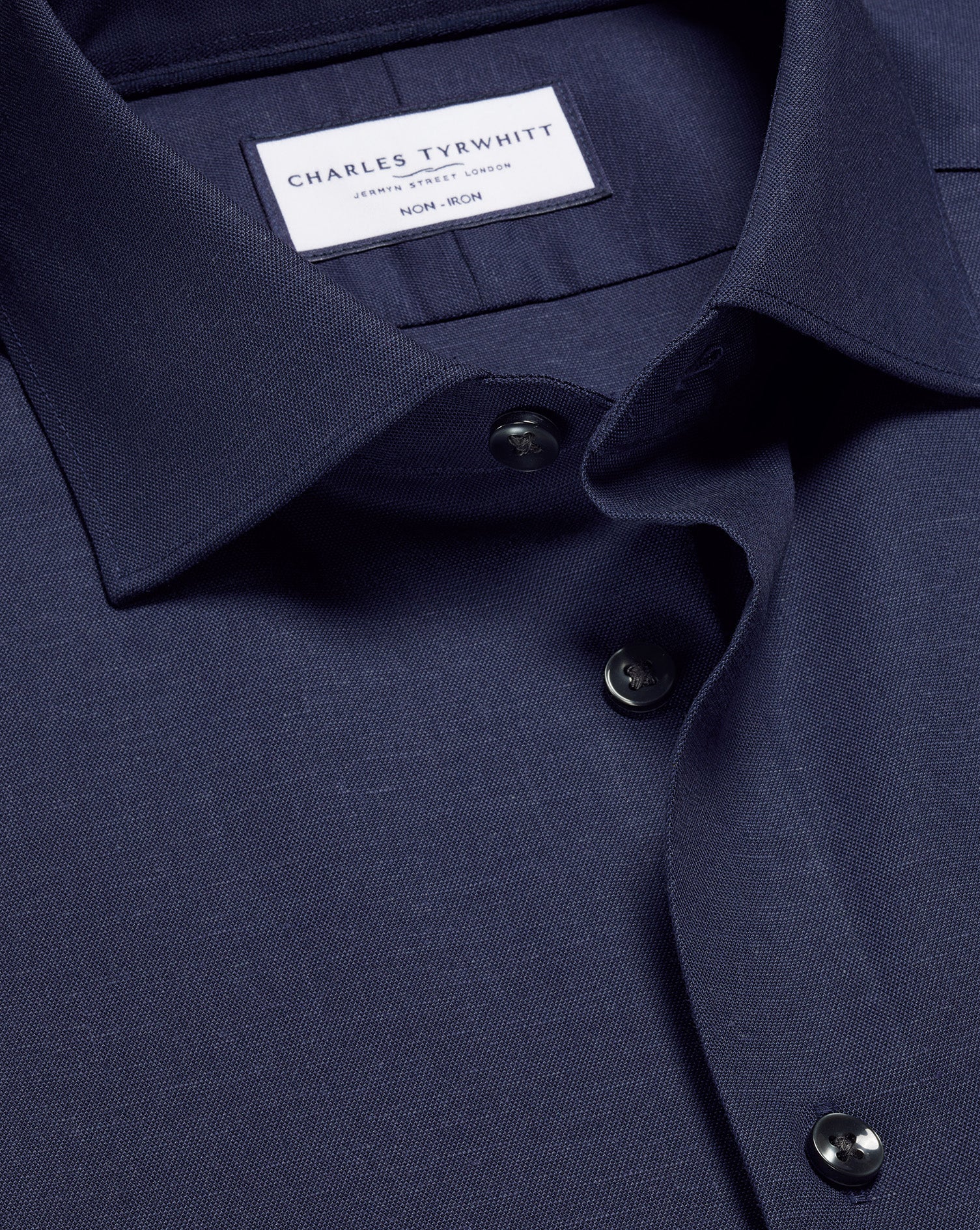 Non Iron Cotton Linen Shirt Ink Blue