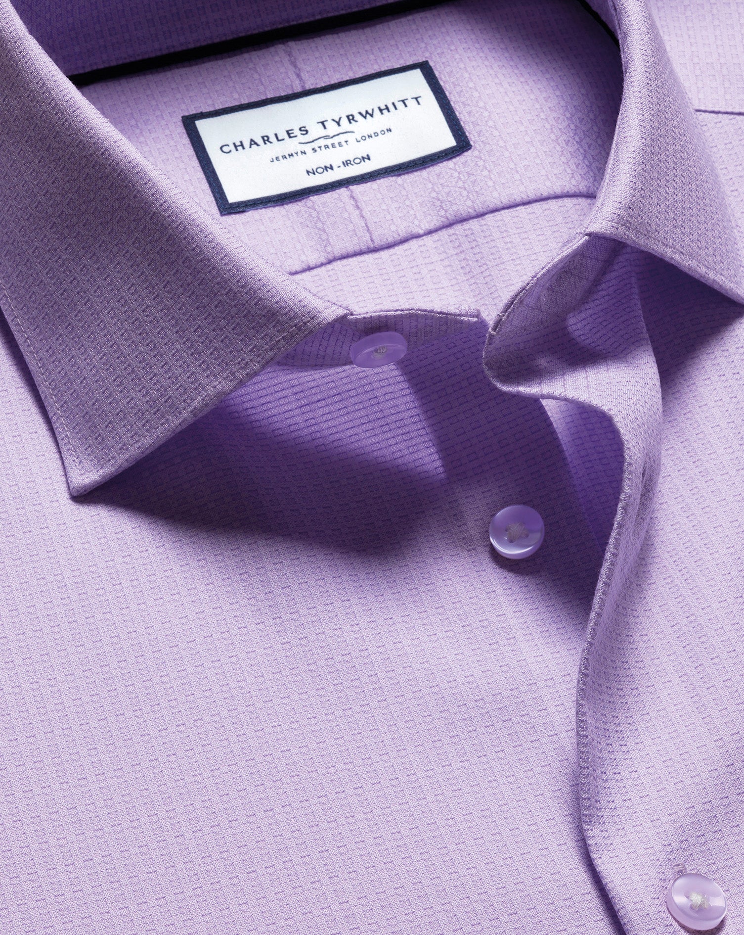 Non-Iron Stretch Texture Grid Shirt - Lilac Purple