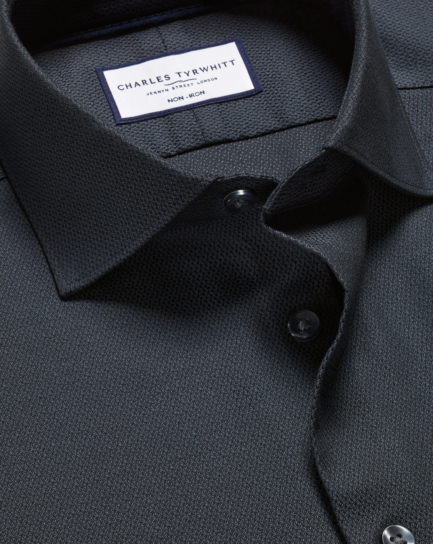 Non-Iron Stretch Texture Shirt - Dark Gray