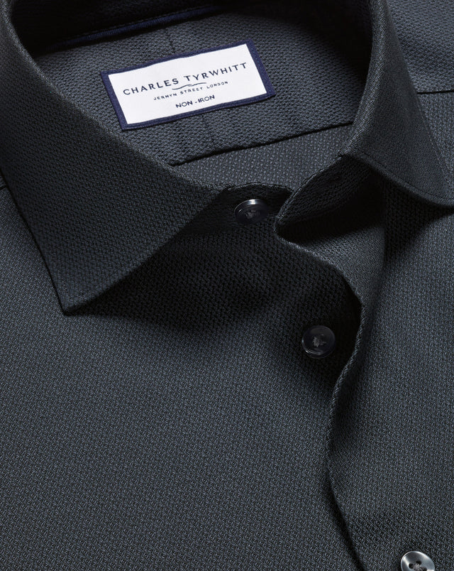 Non-Iron Stretch Texture Shirt - Dark Gray