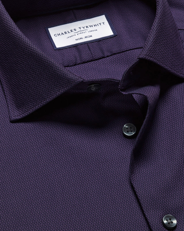 Non-Iron Stretch Texture Shirt - Purple