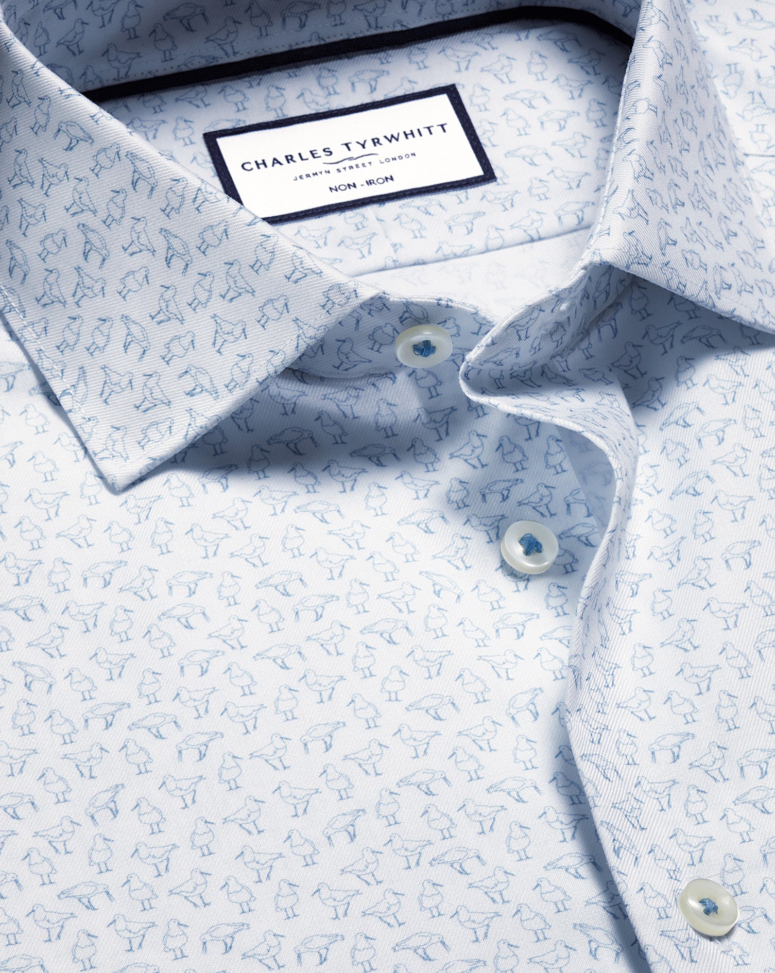 Non Iron Stretch Bird Print Shirt