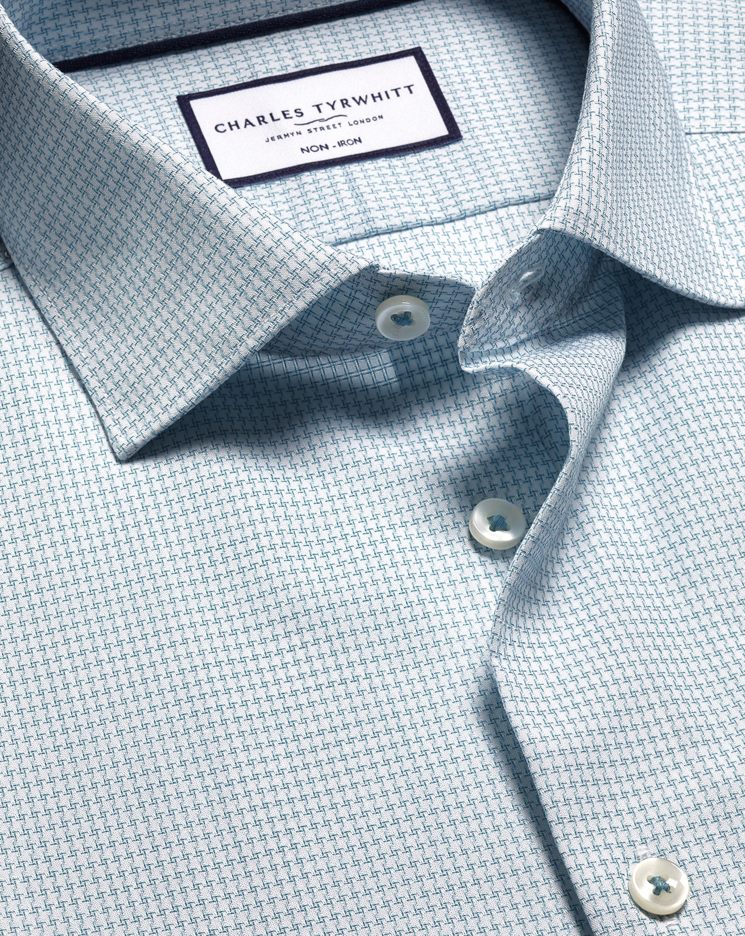 Non-Iron Stretch Texture Shirt - Teal Green