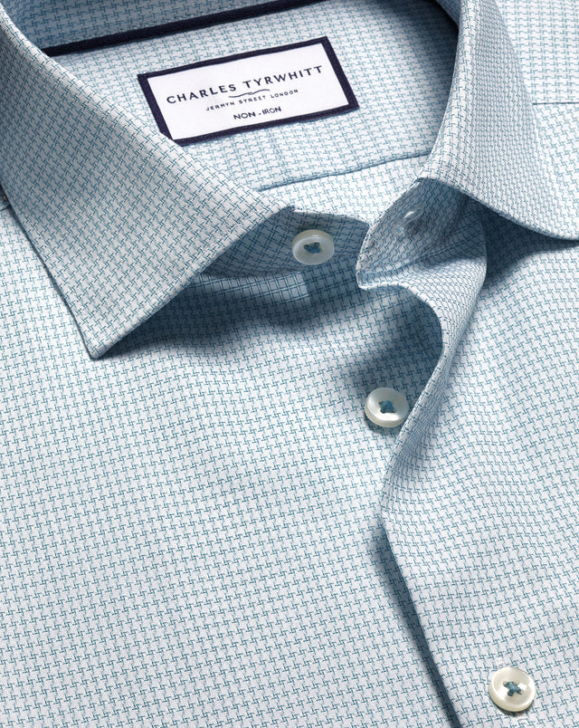 Non-Iron Stretch Texture Shirt - Teal Green
