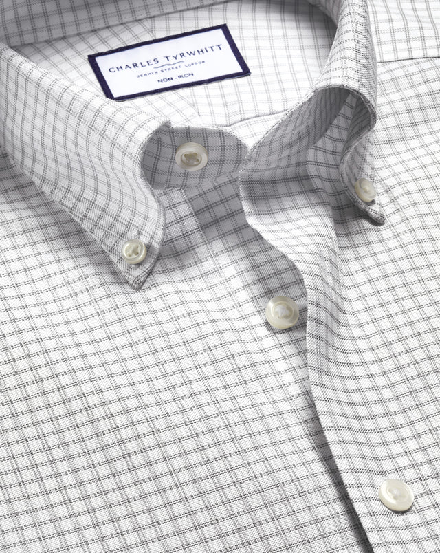 Non-Iron Stretch Oxford Shirt - Silver Grey