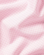 Non Iron Cotton Linen Check Short Sleeve Shirt Pink