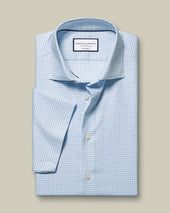 Non Iron Cotton Linen Check Short Sleeve Shirt