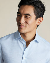 Non Iron Cotton Linen Check Short Sleeve Shirt