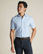 Non Iron Cotton Linen Check Short Sleeve Shirt