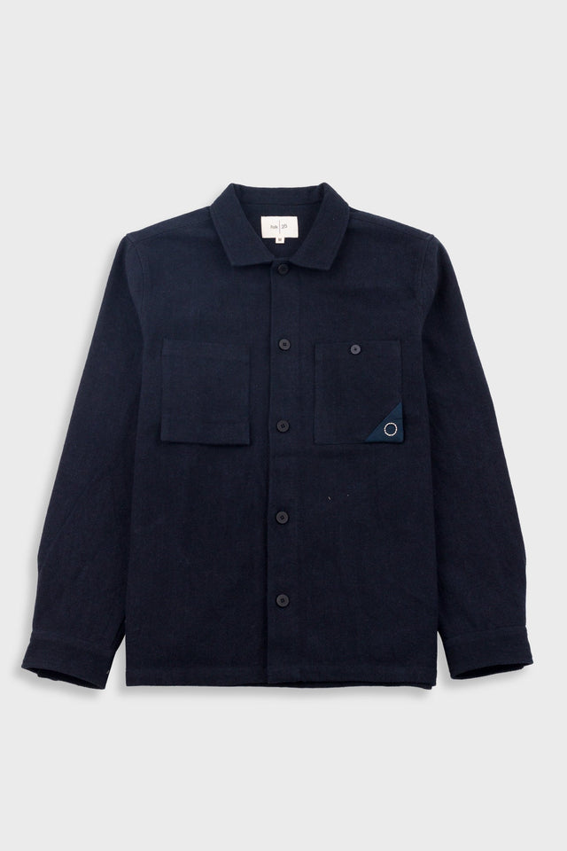 Anniversary Patch Overshirt - Ash Navy Brushed Twill