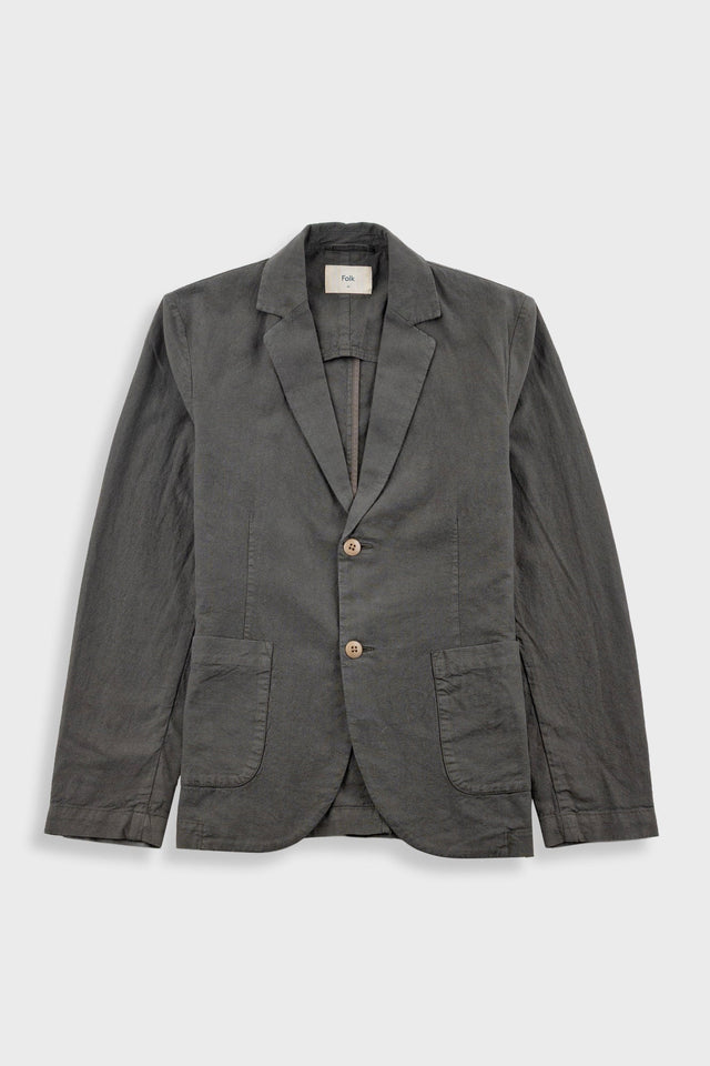Cotton Linen Blazer - Dark Sage