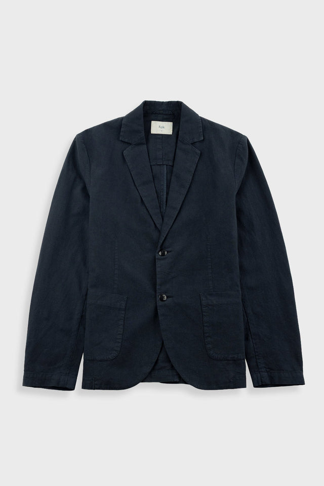 Cotton Linen Blazer - Soft Black