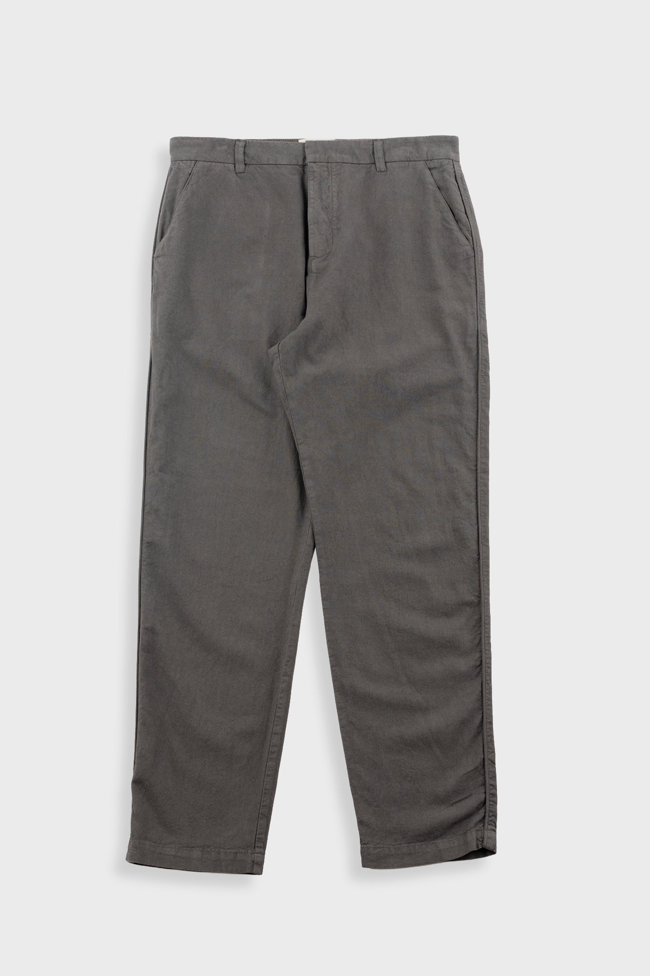 Fixed Waistband Cotton Linen Trouser Dark