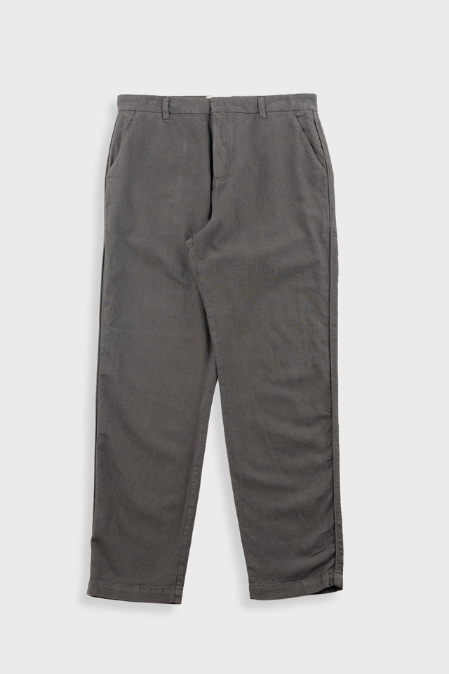 Fixed Waistband Cotton Linen Trouser - Dark Sage