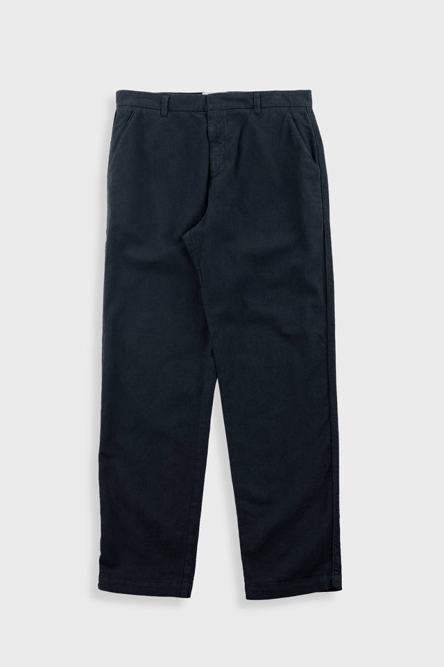 Fixed Waistband Cotton Linen Trouser - Soft Black
