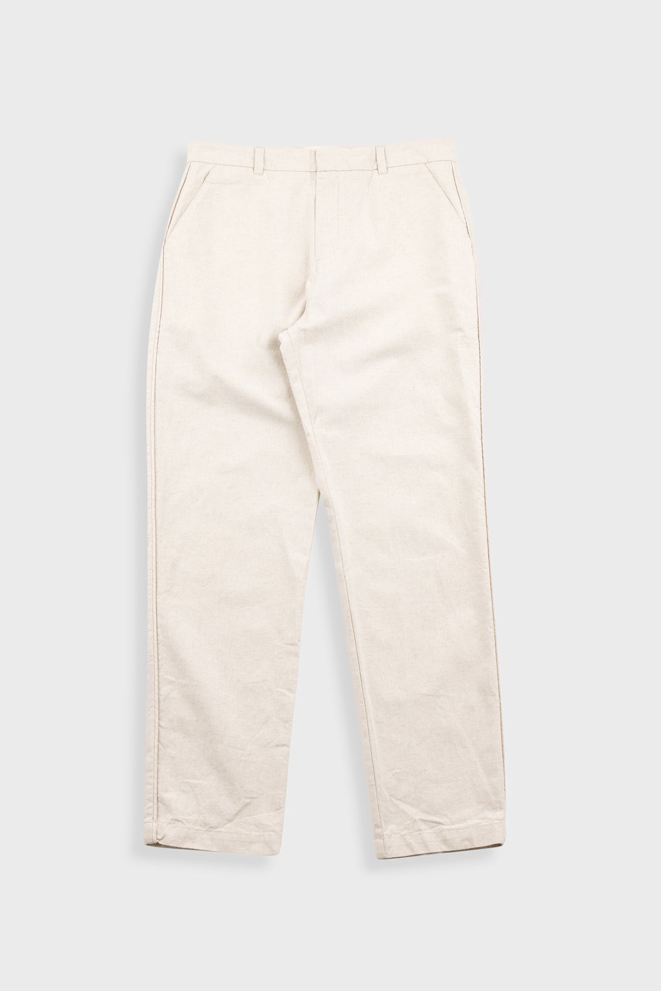 Fixed Waistband Cotton Linen Trouser Natural Linen Canvas