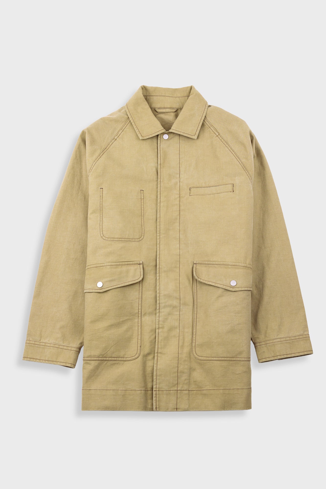 Detachable Liner Car Coat Fossil Slub