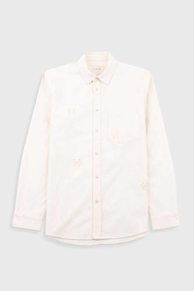 Direction Babycord Shirt - Ecru Embroidery
