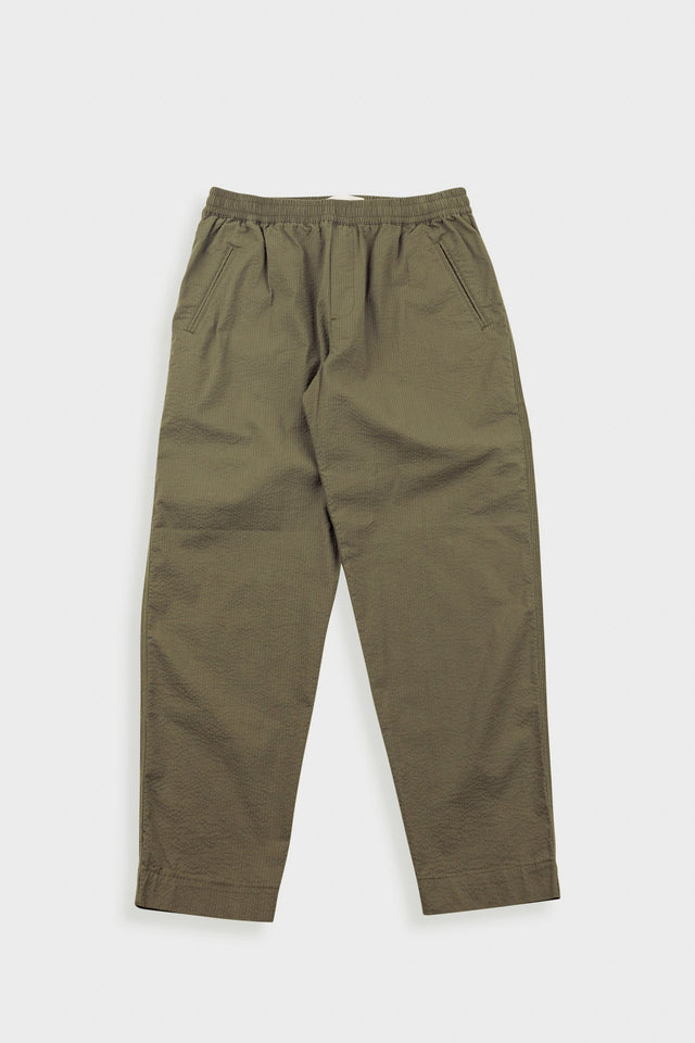 Drawcord Assembly Pant - Dark Olive Seersucker