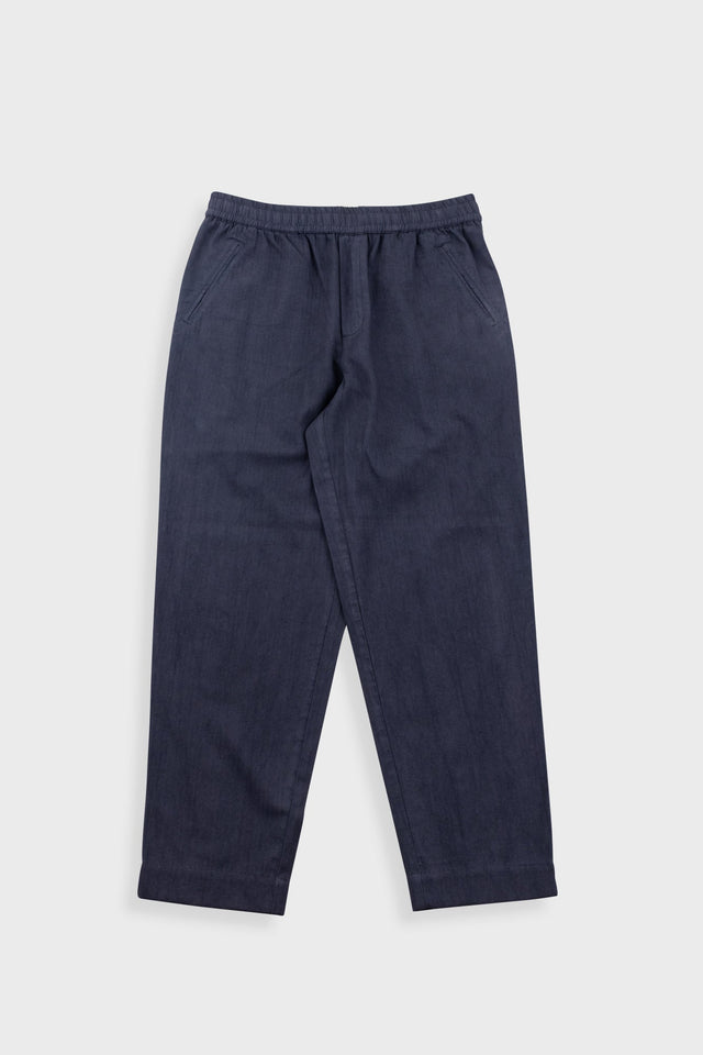 Drawcord Assembly Pant - Slate Blue Herringbone